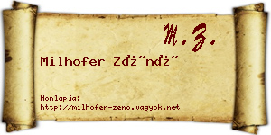 Milhofer Zénó névjegykártya